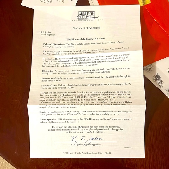 Ardleigh-Elliott. The Kitten and the Canary. By Coby Carlson. Music Box. #1358 A - Picture 11 of 11